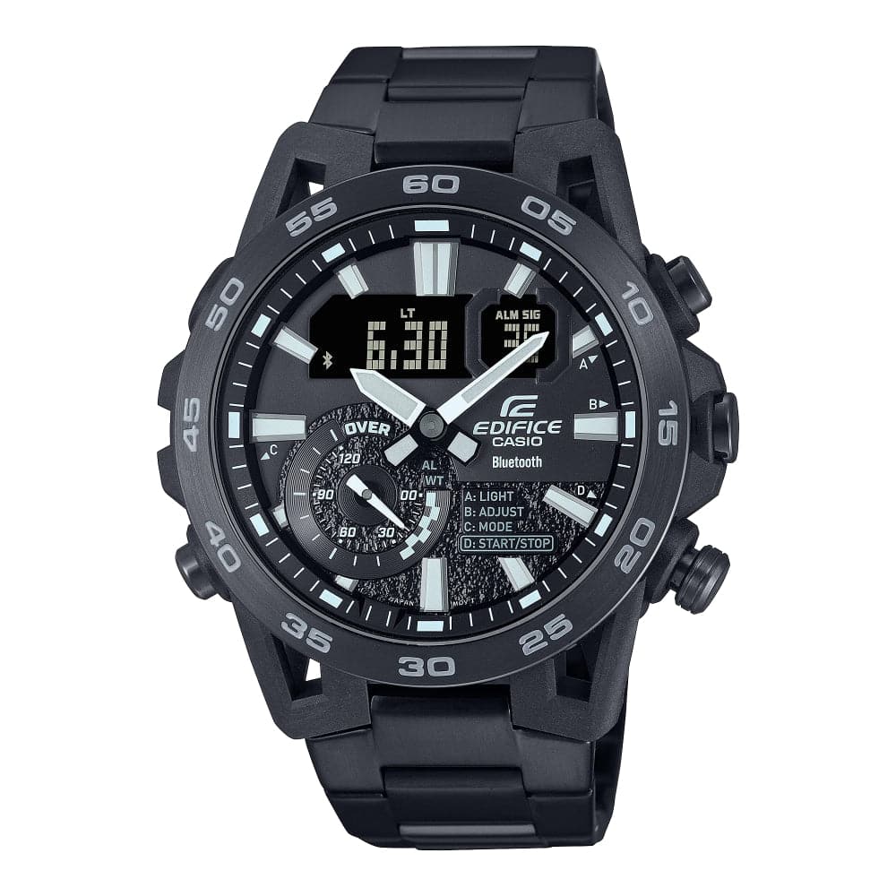 Casio Edifice Black Dial Stainless Steel Strap Men Watch ECB-40BK-1ADF