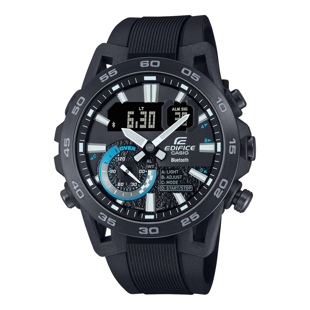 Casio Edifice Black Dial & Resin Strap Men Watch ECB-40PB-1ADF