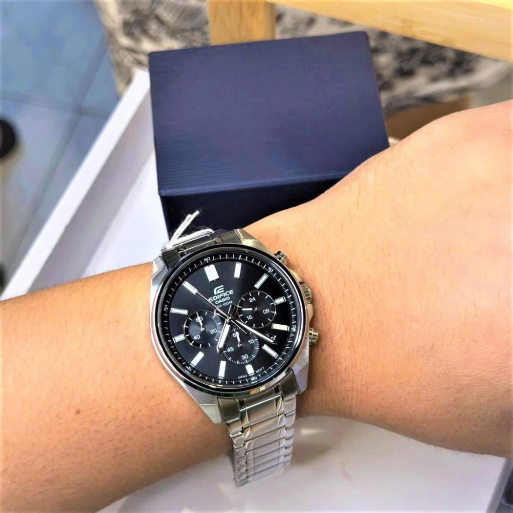 Casio Edifice Chronograph Silver Stainless Steel Men Watch EFV-650D-1AVUDF