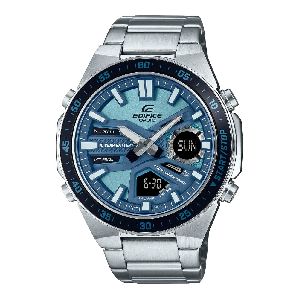 Casio Edifice Blue Dial Silver Stainless Steel Strap Men Watch EFV-C110D-2BVUDF-P