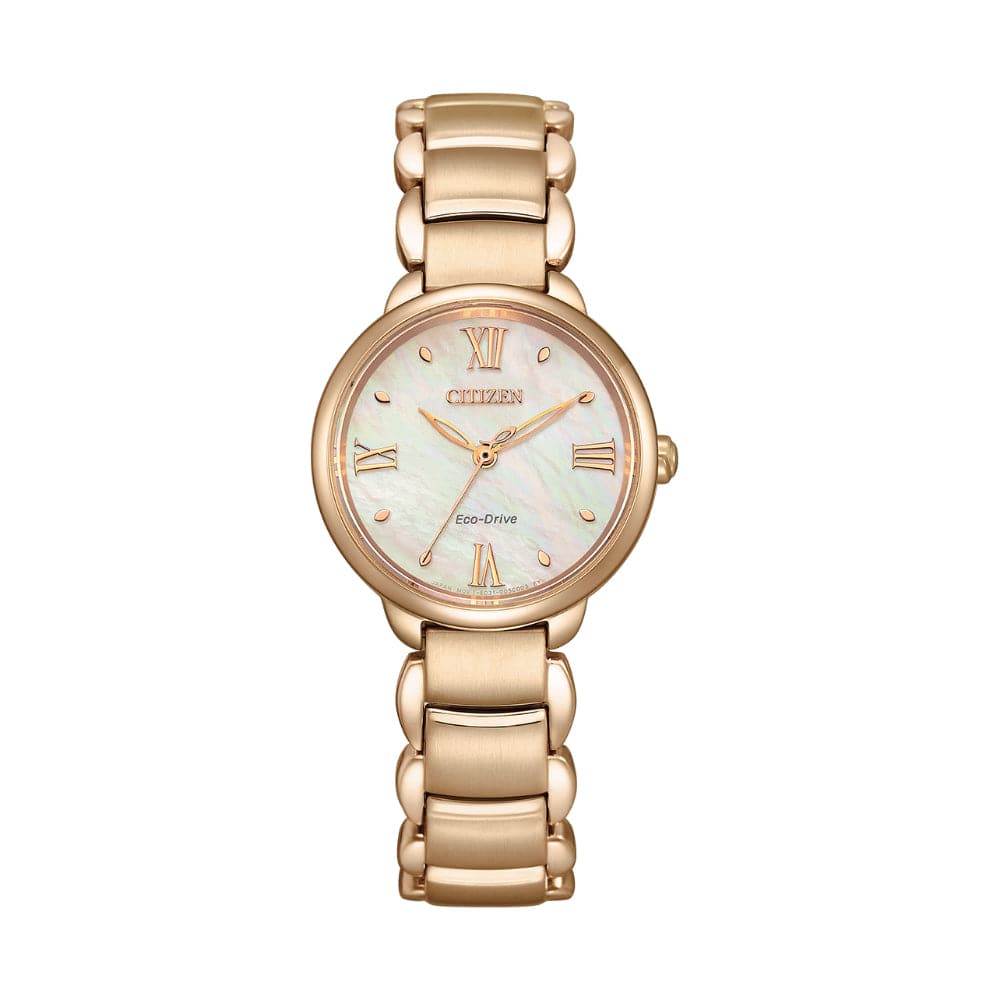 Citizen Eco-Drive Rose Gold Stainless Steel Strap Women Watch EM0929-81Y