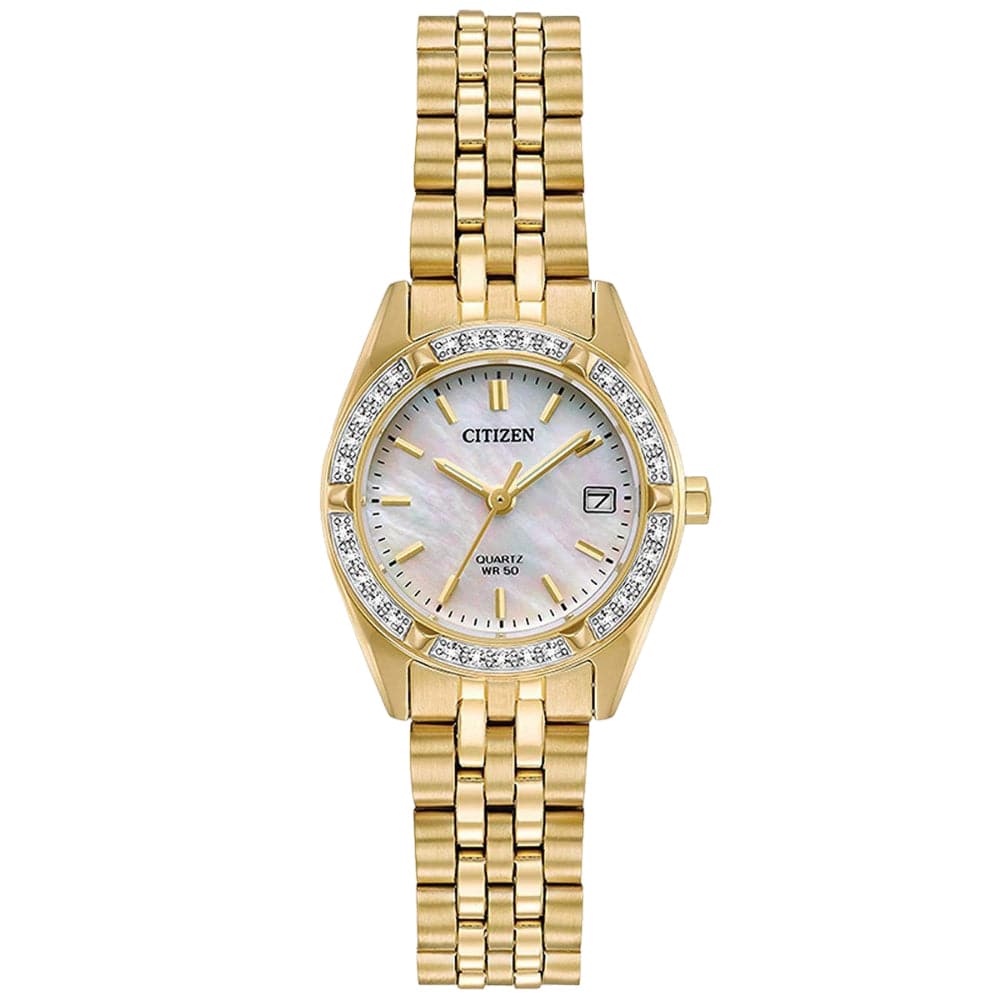 CITIZEN EU6062-50D GOLD CRYTAL CASE STAINLESS STEEL STRAP WOMEN'S WATCH