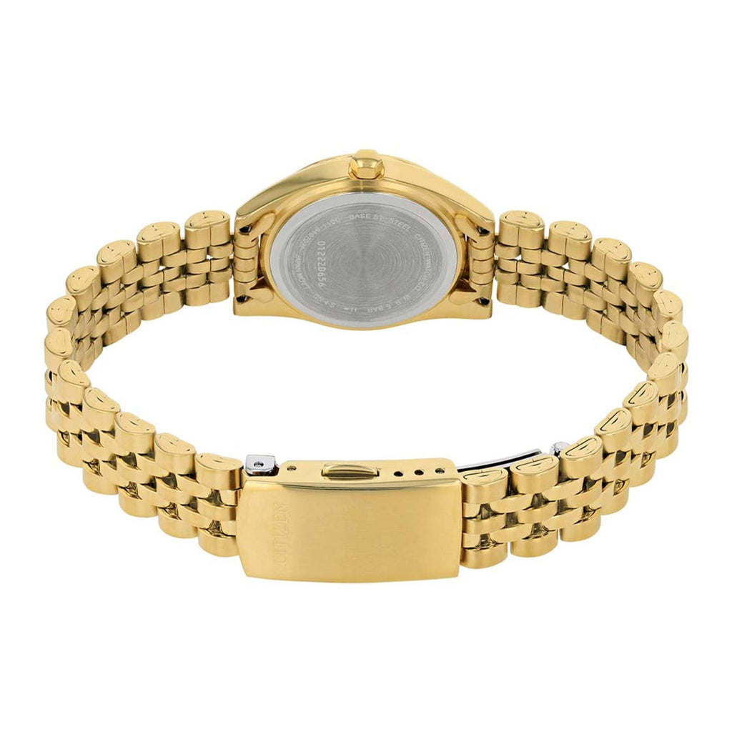 CITIZEN EU6062-50P GOLD DIAL CRYTAL CASE GOLD STAINLESS STEEL BRACELET STRAP WOMEN'S WATCH