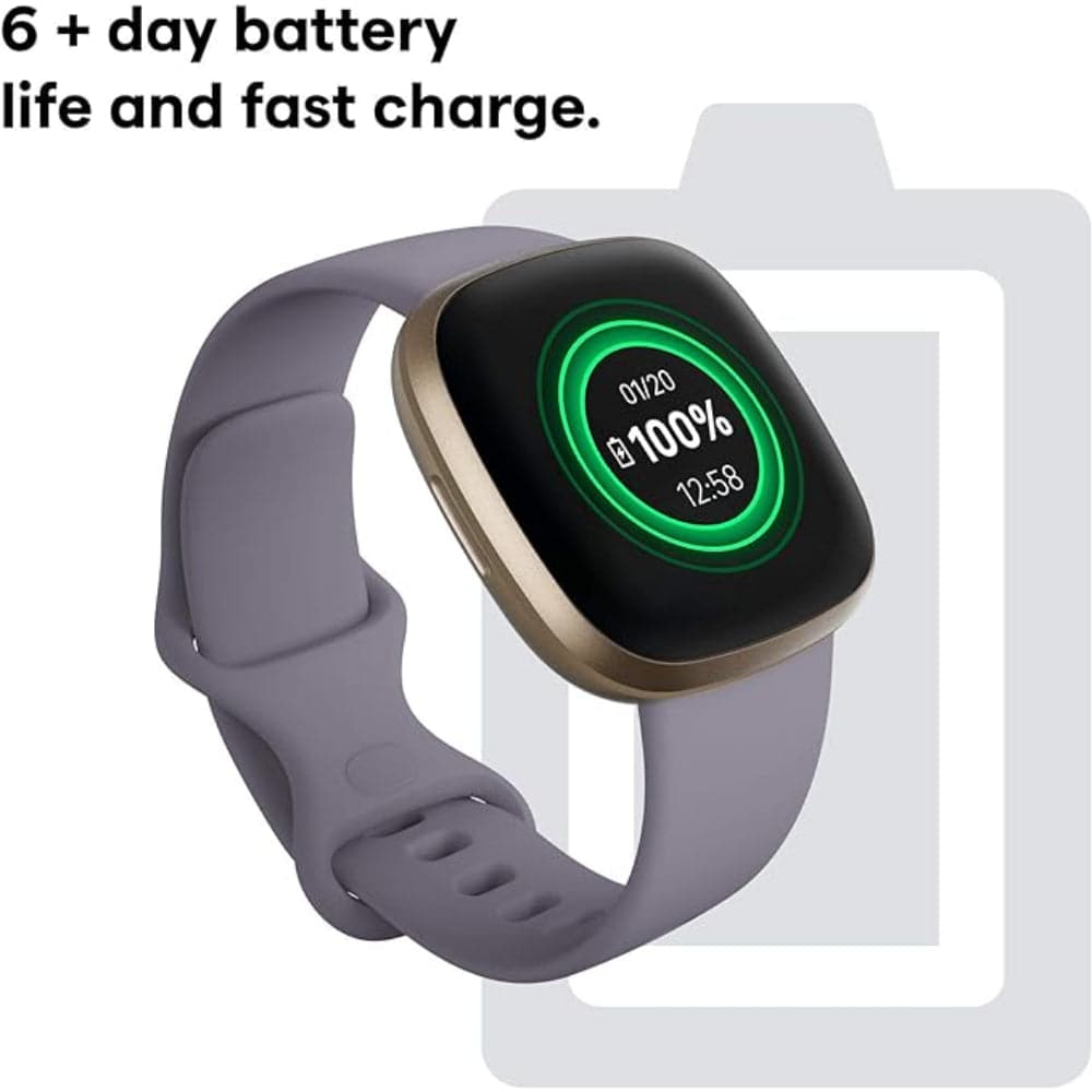 Fitbit Versa 3 Soft Gold/Thistle Silicone Strap Unisex Smartwatch FB511GLGY