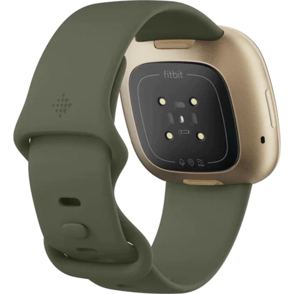 Fitbit Versa 3 Soft Gold/Olive Silicone Strap Unisex Smartwatch FB511GLOL
