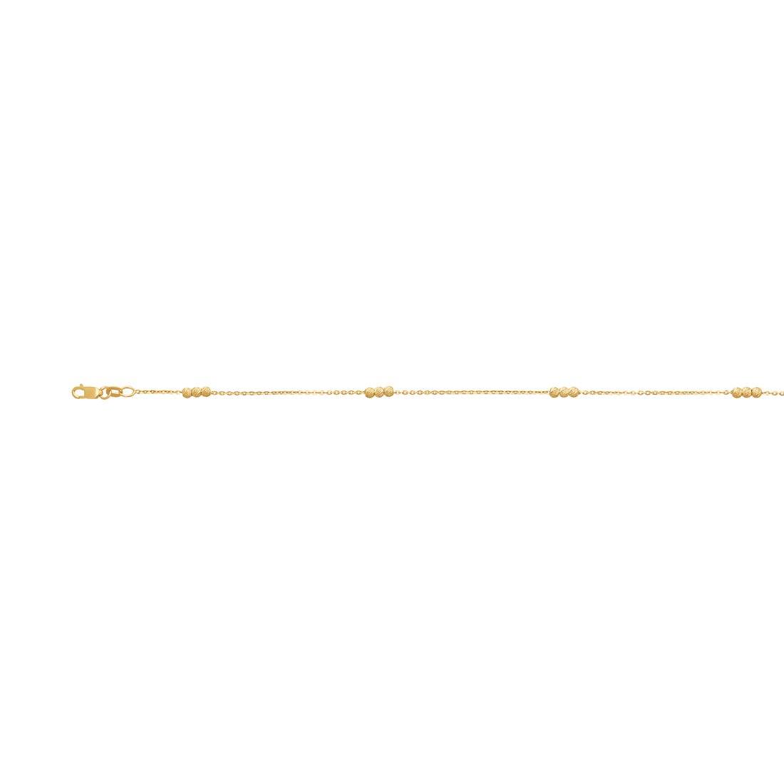 9kt Yellow Gold Silver Infused Diamond Cut Balls Cable Link Chain Necklace 45cm