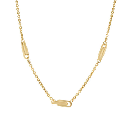 47cm 9kt Yellow Gold Silver Infused Necklace with Bars