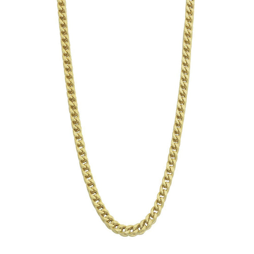 9kt Yellow Gold Silver Infused 4 Sided Curb Necklace 65cm