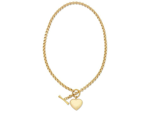 45cm Belcher Chain Necklace with Heart Fob in 9kt Yellow Bonded Gold