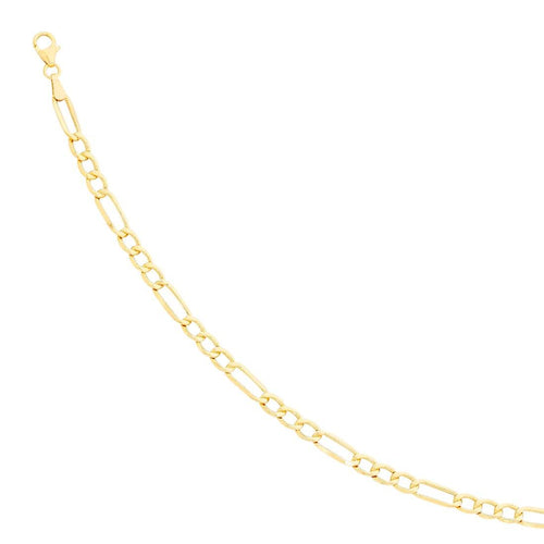 9kt Yellow Gold Silver Infused Figaro 1/3 Chain Necklace 50cm