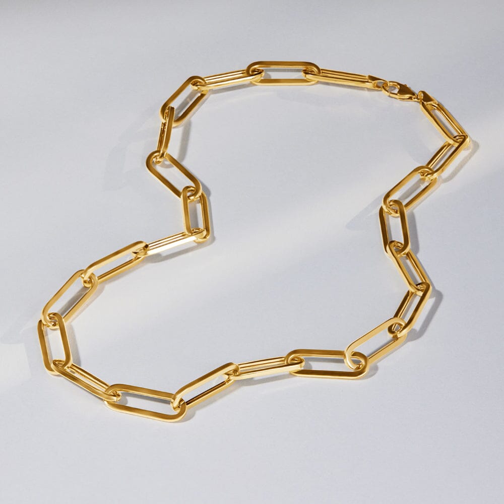 9kt Yellow Gold Silver Infused Oval Link Necklace Chain