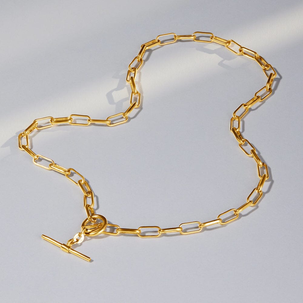 9kt Yellow Gold Silver Infused Paperclip Necklace