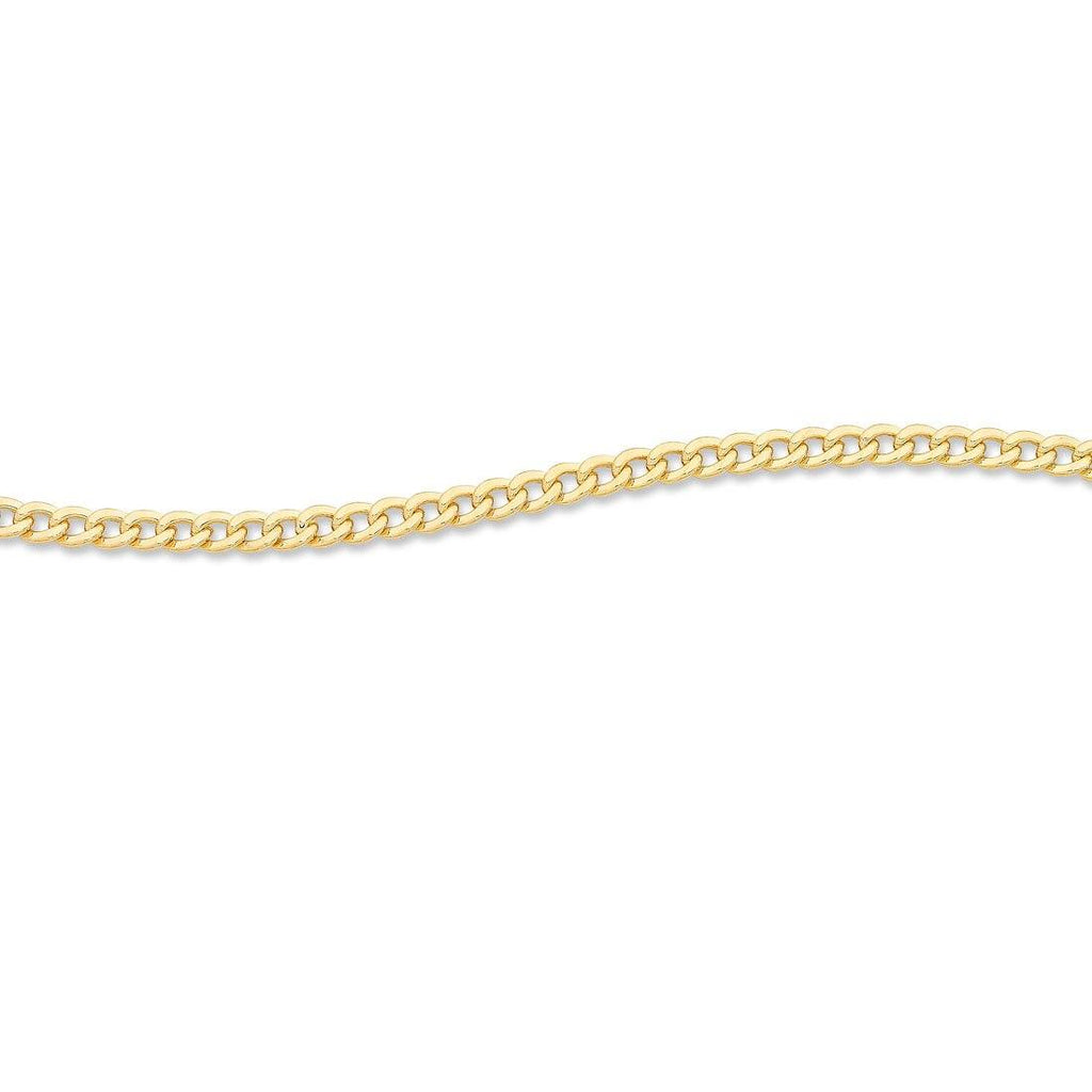 9kt Yellow Gold Silver Infused Curb Necklace 55cm