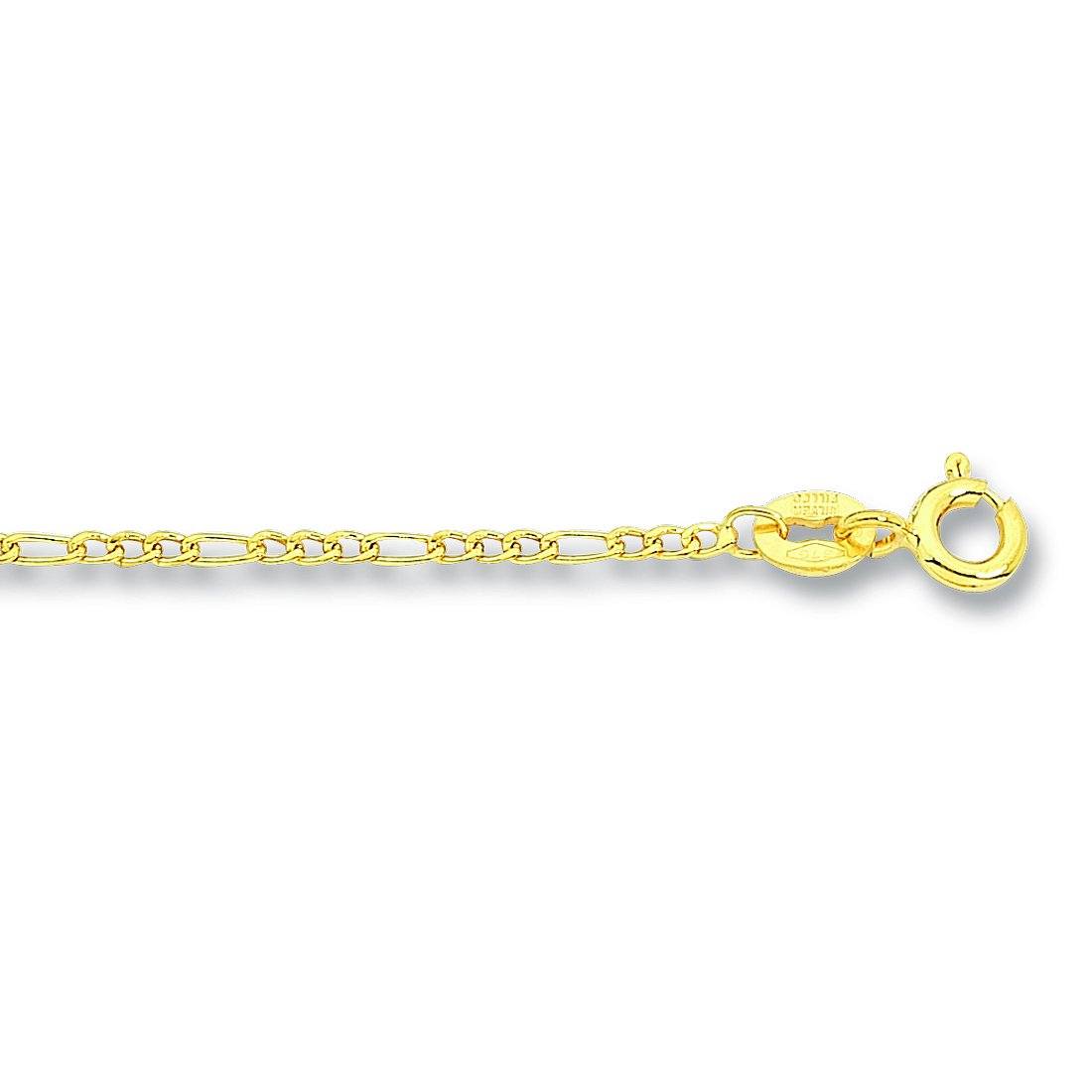 9kt Yellow Gold Silver Infused Figaro Necklace 45cm