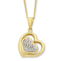 9kt Yellow Gold Silver Infused Crystal Heart Pendant