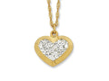 9kt Yellow Gold Silver Infused Crystal Heart Necklace 45cm