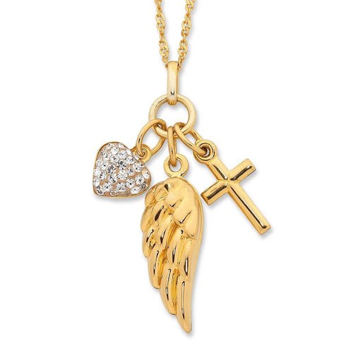 45cm Cystal Charm Pendant Necklace in 9kt Yellow Bonded Gold