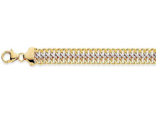 9kt Yellow Gold Silver Infused Two Tone Link Necklace 45cm