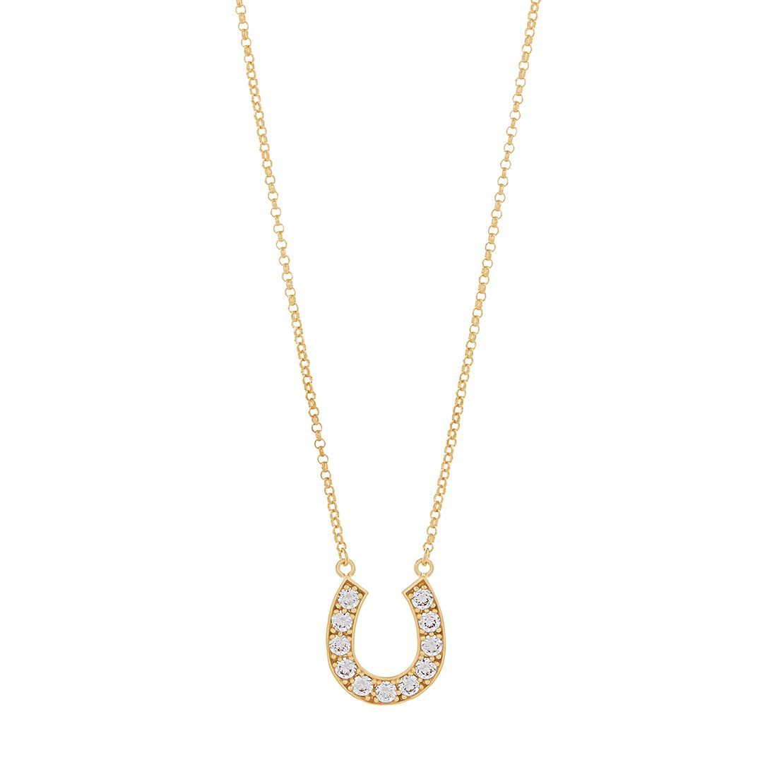 9kt Yellow Gold Silver Infused Horseshoe Necklace