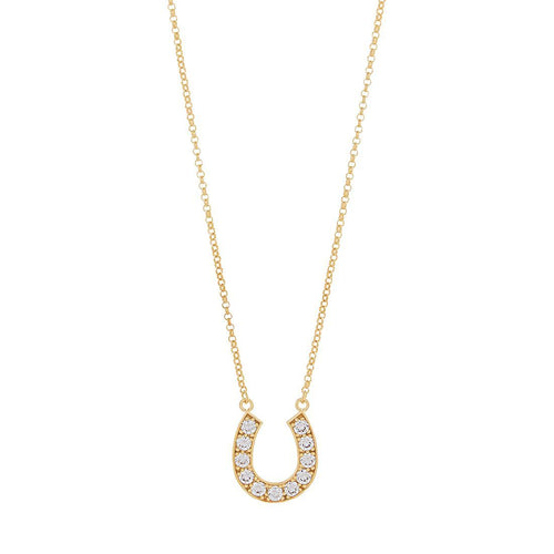 9kt Yellow Gold Silver Infused Horseshoe Necklace
