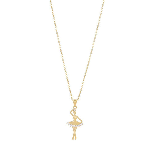 9kt Yellow Gold Silver Infused Ballerina Necklace