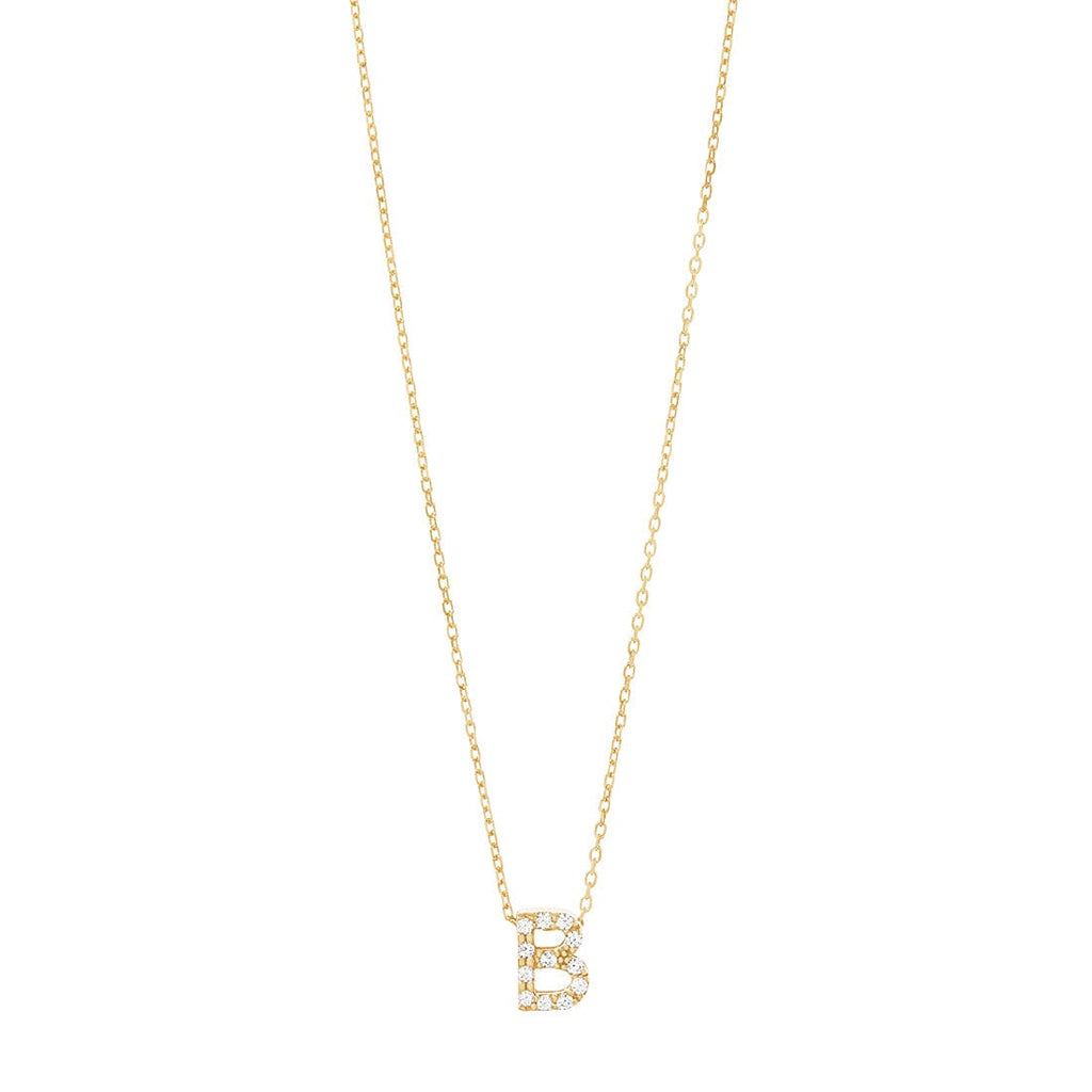 9kt Yellow Gold Silver Infused Cubic Zirconia Initial Necklace
