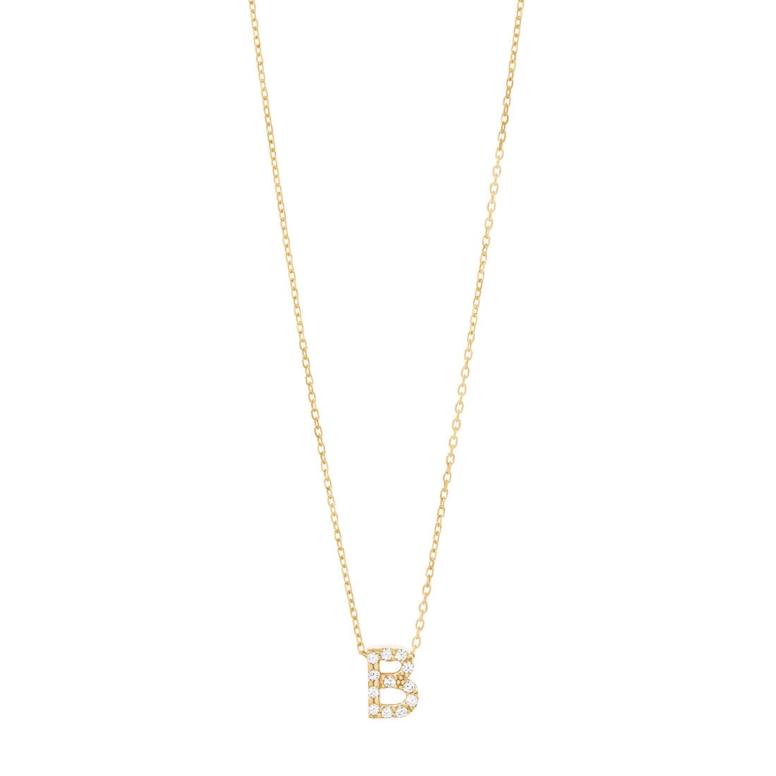 9kt Yellow Gold Silver Infused Cubic Zirconia Initial Necklace