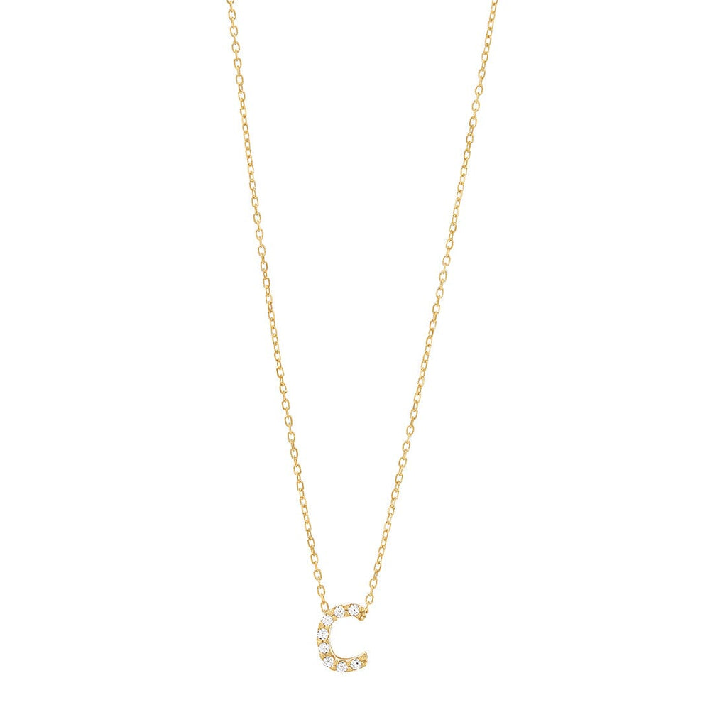 9kt Yellow Gold Silver Infused Cubic Zirconia Initial Necklace