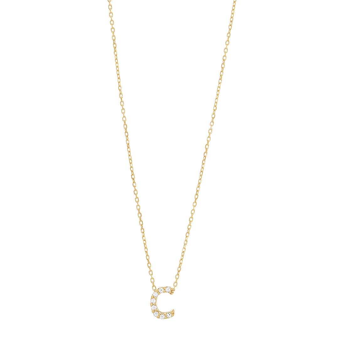 9kt Yellow Gold Silver Infused Cubic Zirconia Initial Necklace