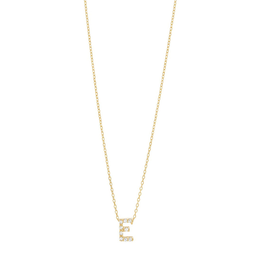 9kt Yellow Gold Silver Infused Cubic Zirconia Initial Necklace