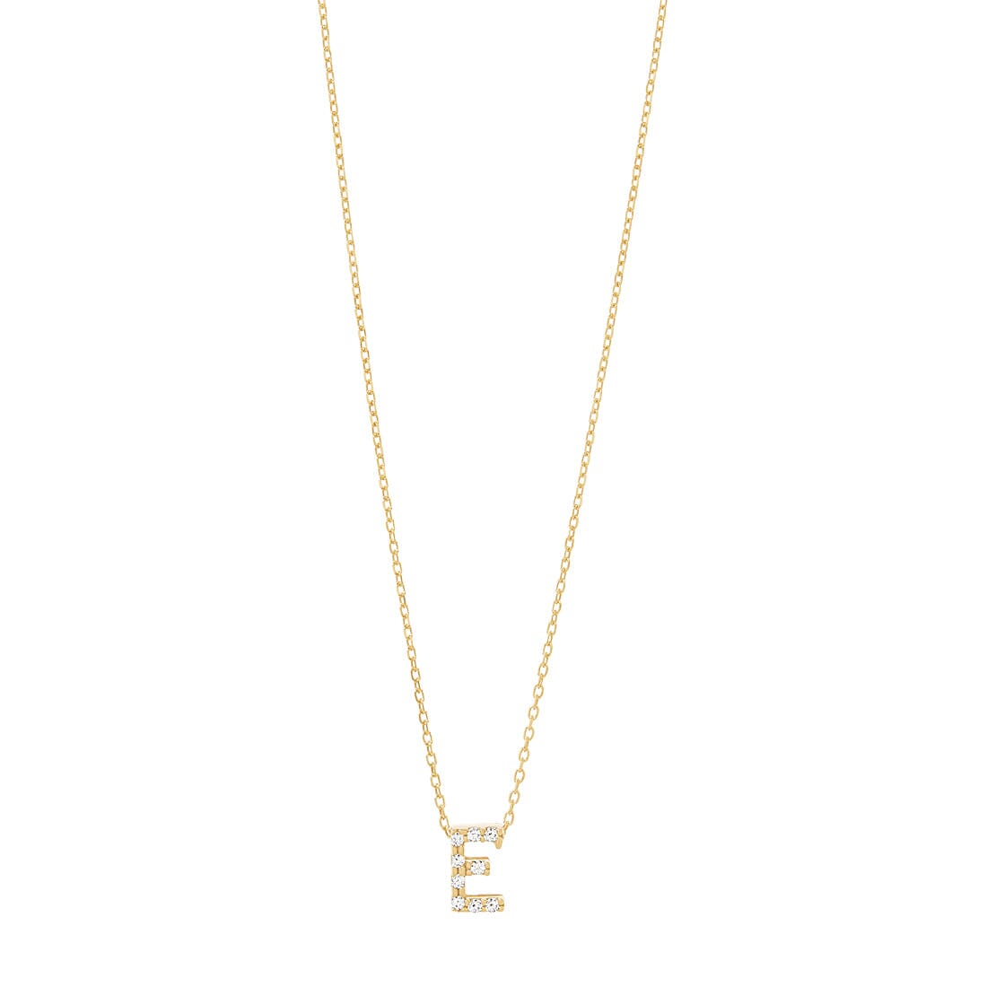 9kt Yellow Gold Silver Infused Cubic Zirconia Initial Necklace