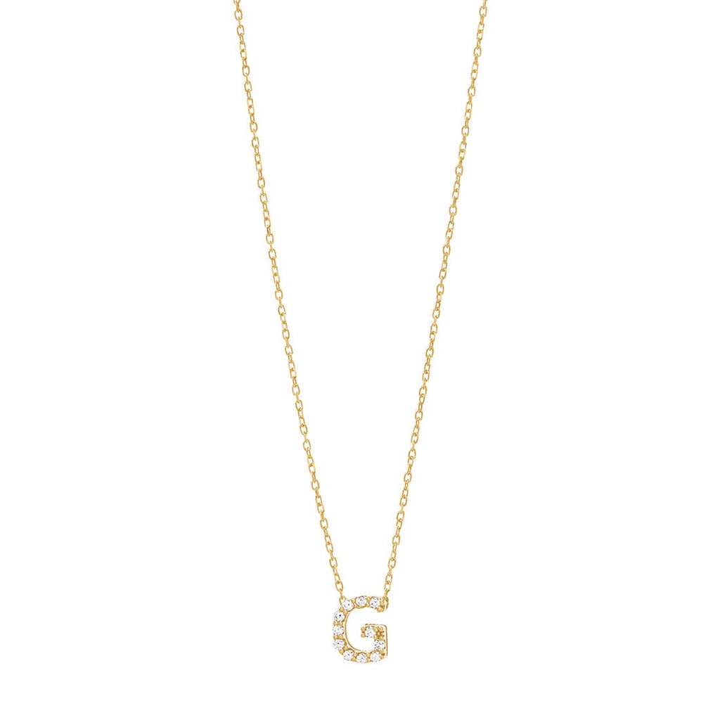 9kt Yellow Gold Silver Infused Cubic Zirconia Initial Necklace