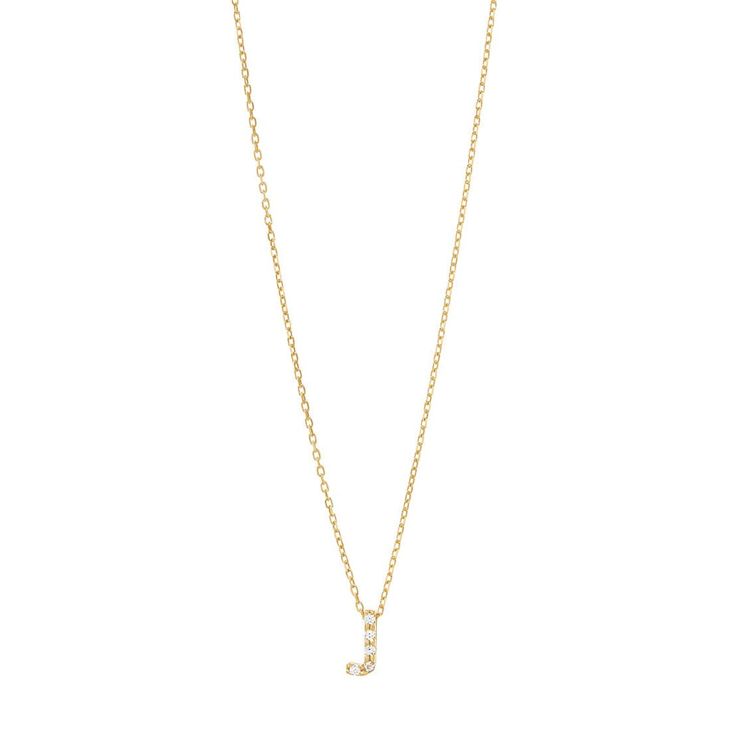 9kt Yellow Gold Silver Infused Cubic Zirconia Initial Necklace