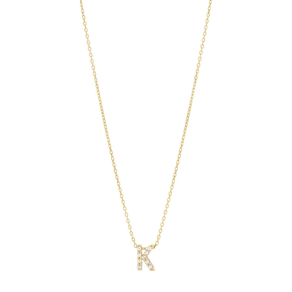 9kt Yellow Gold Silver Infused Cubic Zirconia Initial Necklace