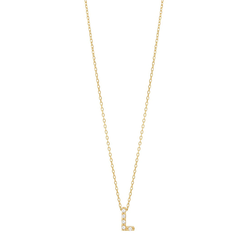 9kt Yellow Gold Silver Infused Cubic Zirconia Initial Necklace