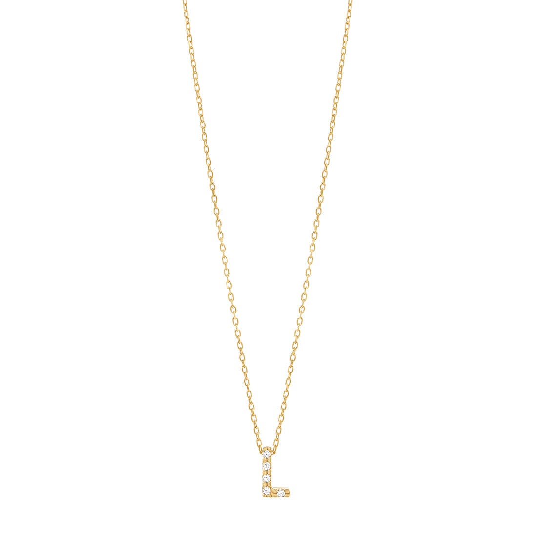 9kt Yellow Gold Silver Infused Cubic Zirconia Initial Necklace