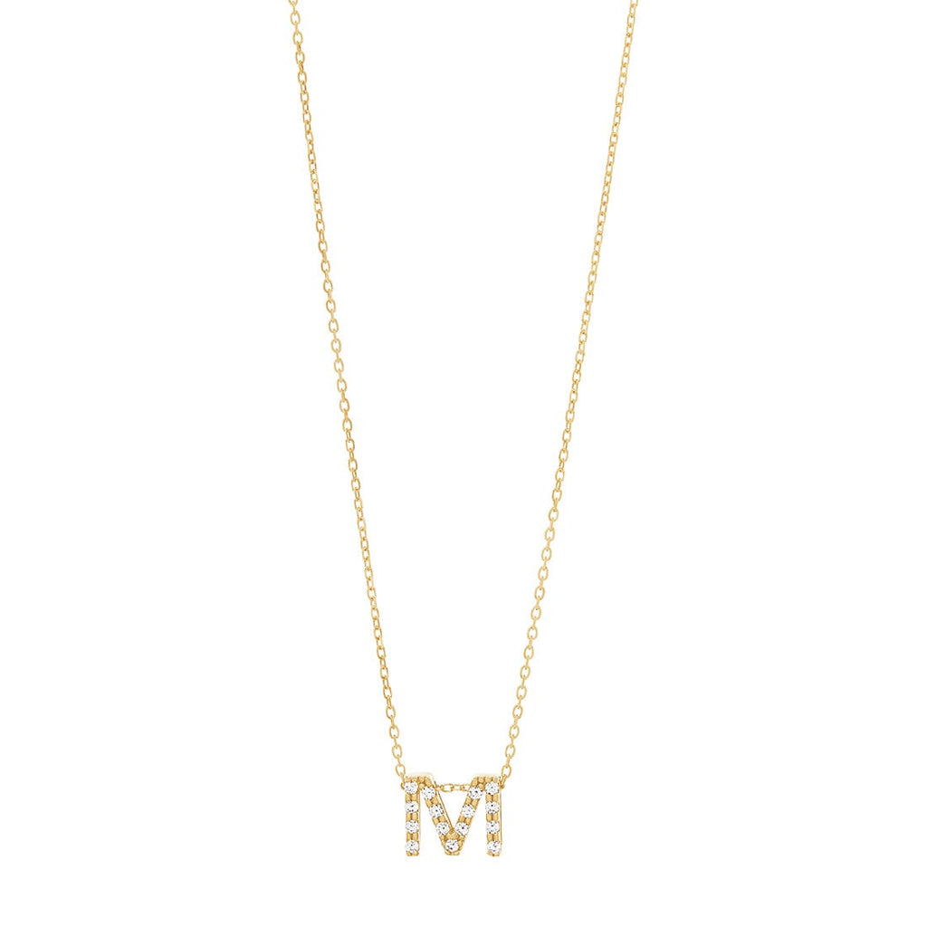 9kt Yellow Gold Silver Infused Cubic Zirconia Initial Necklace