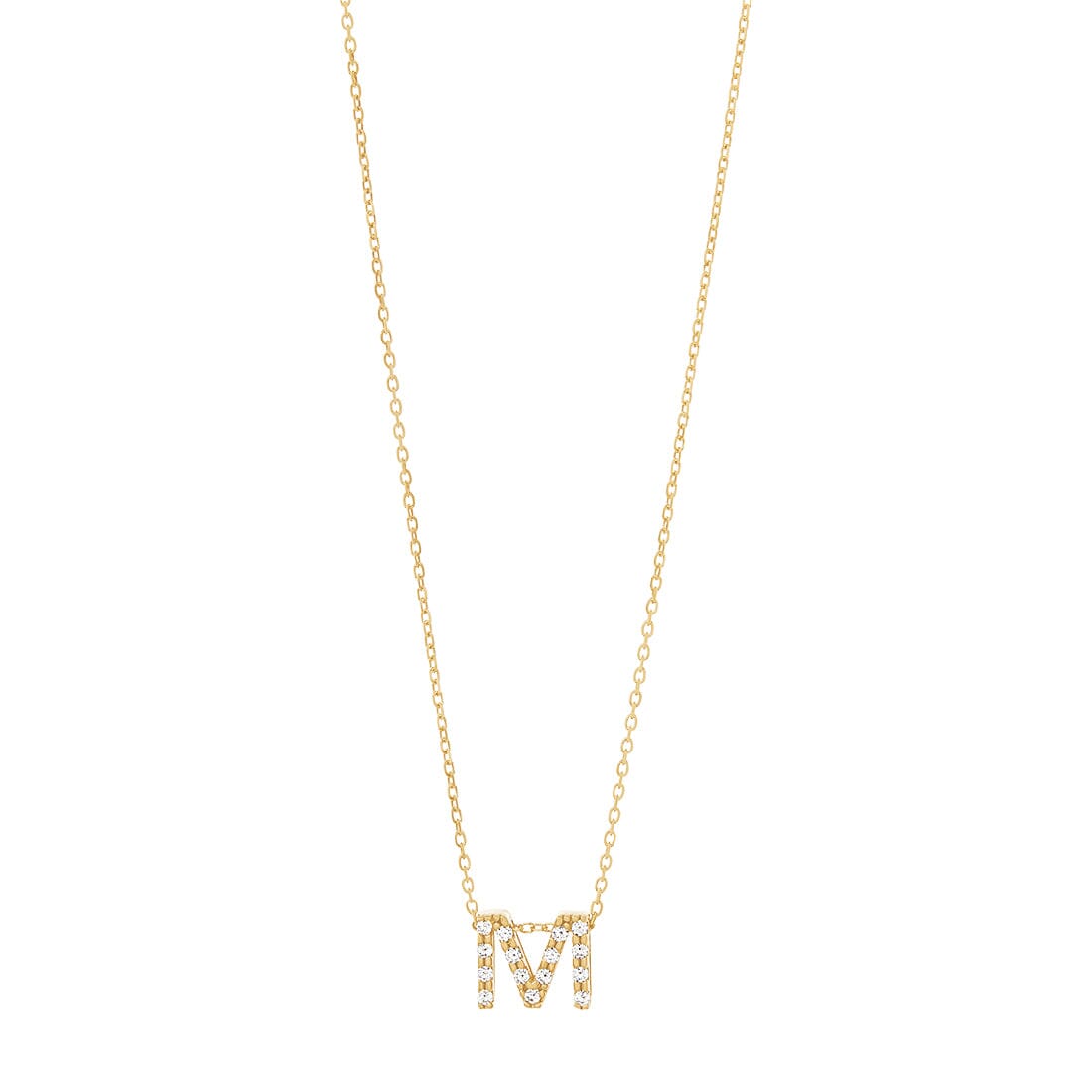 9kt Yellow Gold Silver Infused Cubic Zirconia Initial Necklace