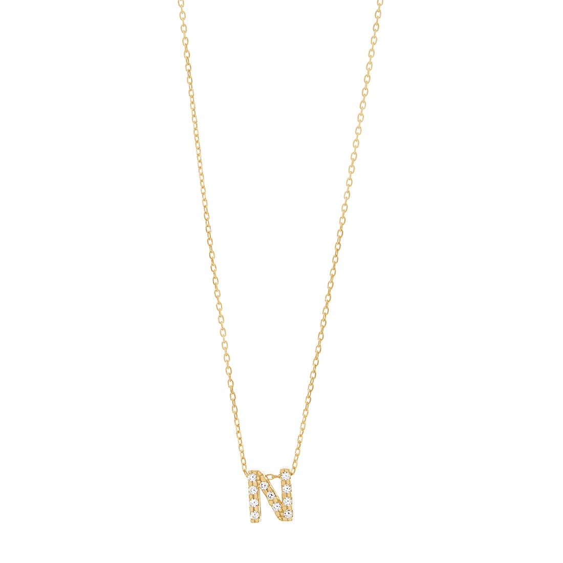 9kt Yellow Gold Silver Infused Cubic Zirconia Initial Necklace