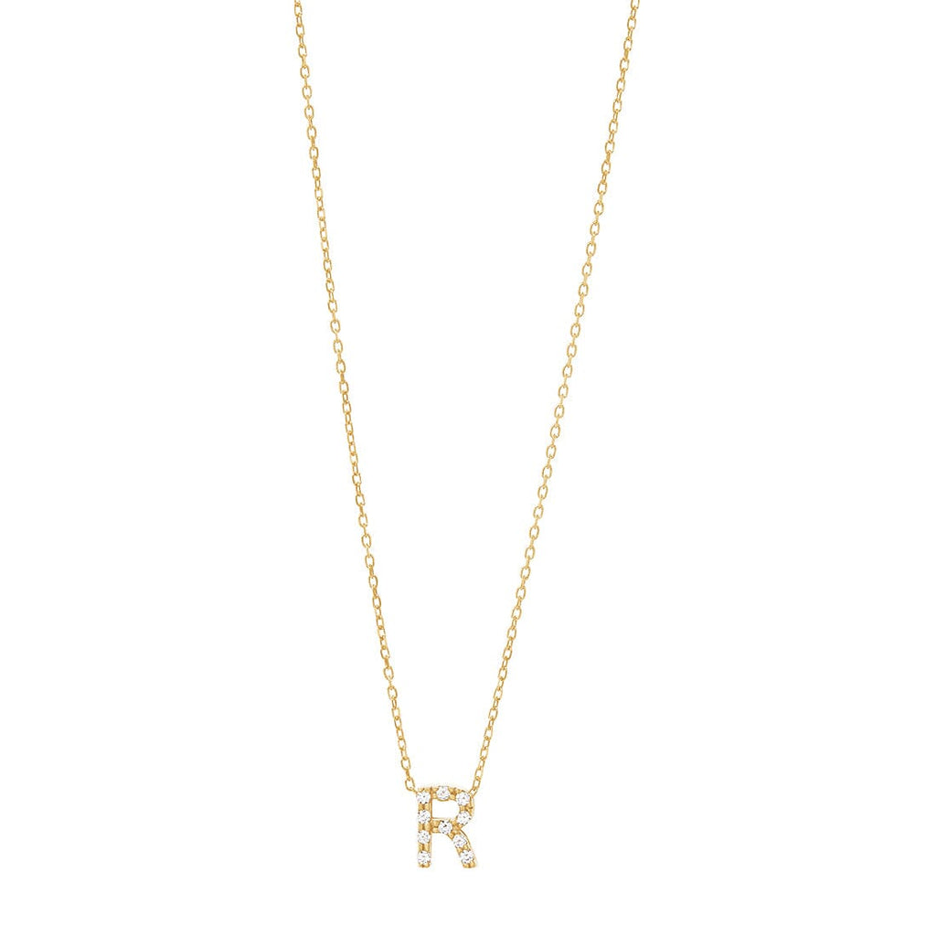9kt Yellow Gold Silver Infused Cubic Zirconia Initial Necklace