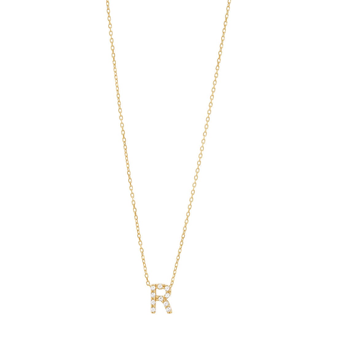 9kt Yellow Gold Silver Infused Cubic Zirconia Initial Necklace