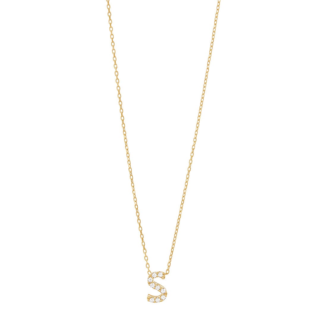 9kt Yellow Gold Silver Infused Cubic Zirconia Initial Necklace