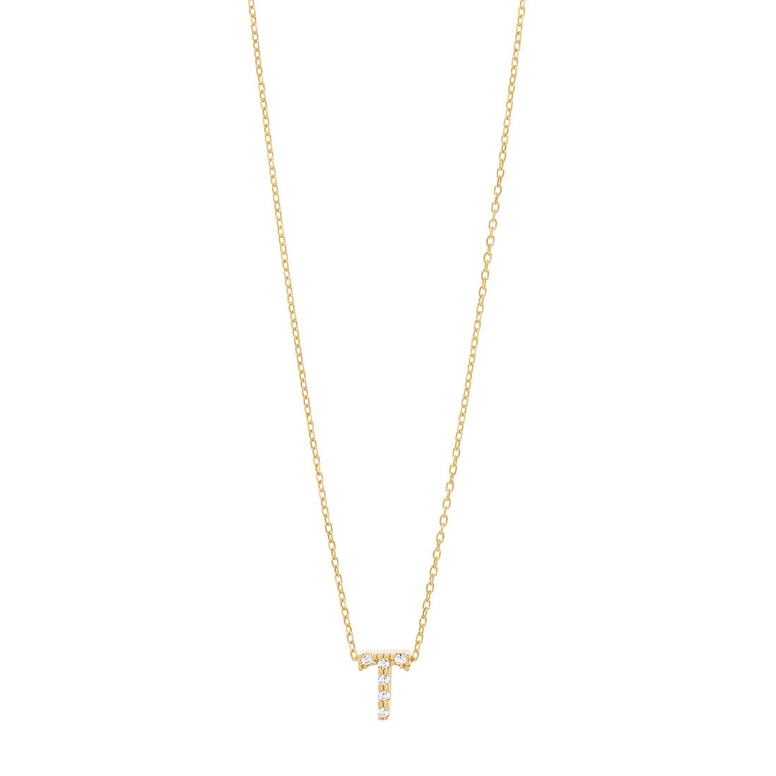 9kt Yellow Gold Silver Infused Cubic Zirconia Initial Necklace