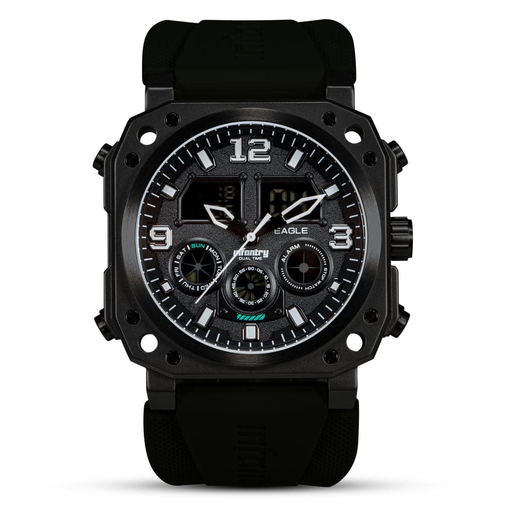 Infantry Analogue-Digital Black Silicone Strap Men Watch FS-011-BLK-BR