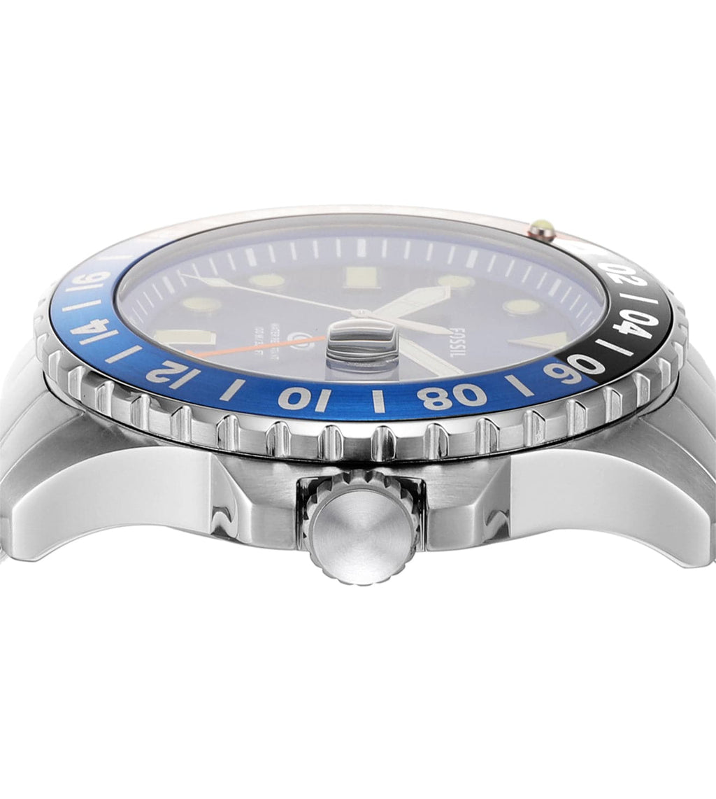 Fossil Blue Dial Silver Stainless Steel Strap Men Watch FS5991