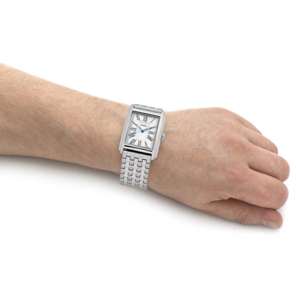 Fossil Carraway White Dial Silver Stainless Steel Strap Men Watch FS6008