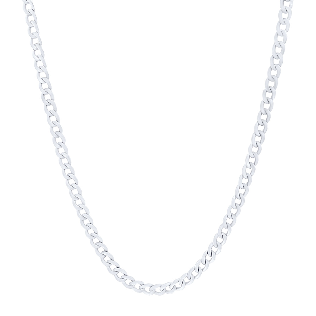 Curb Chain Necklace in 9kt White Gold Silver Infused 55cm