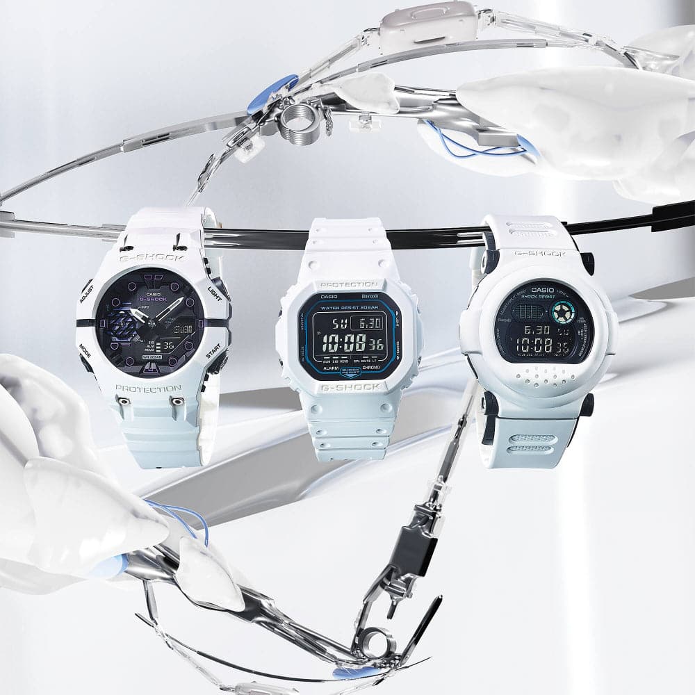 Casio G-Shock Digital White Resin Strap Unisex Watch G-B001SF-7DR