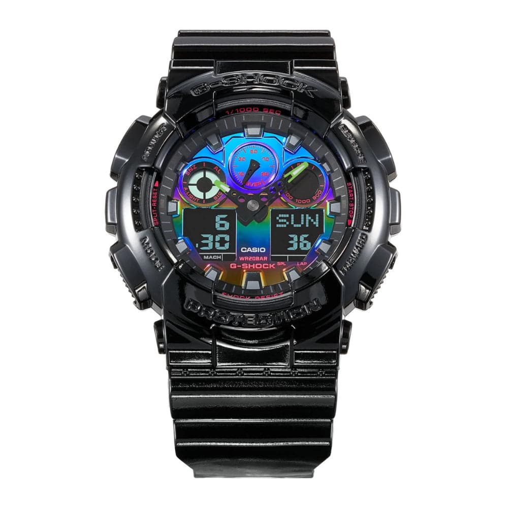 Casio G-Shock Rainbow Black Resin Strap Men's Watch GA-100RGB-1ADR-P