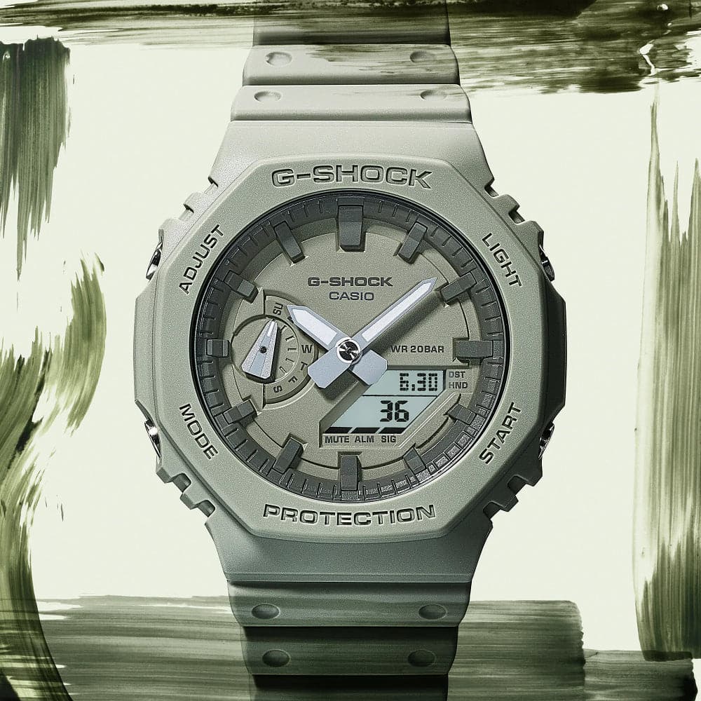Casio G-Shock Analogue-Digital Green Resin Strap Men Watch GA-2100NC-3ADR-P